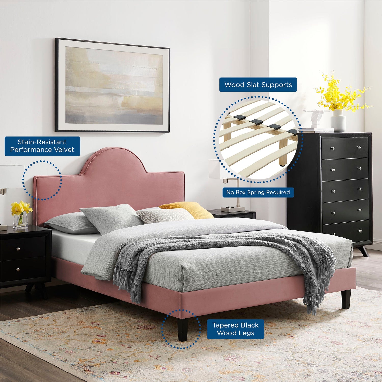 Soleil Performance Velvet Bed by Modway