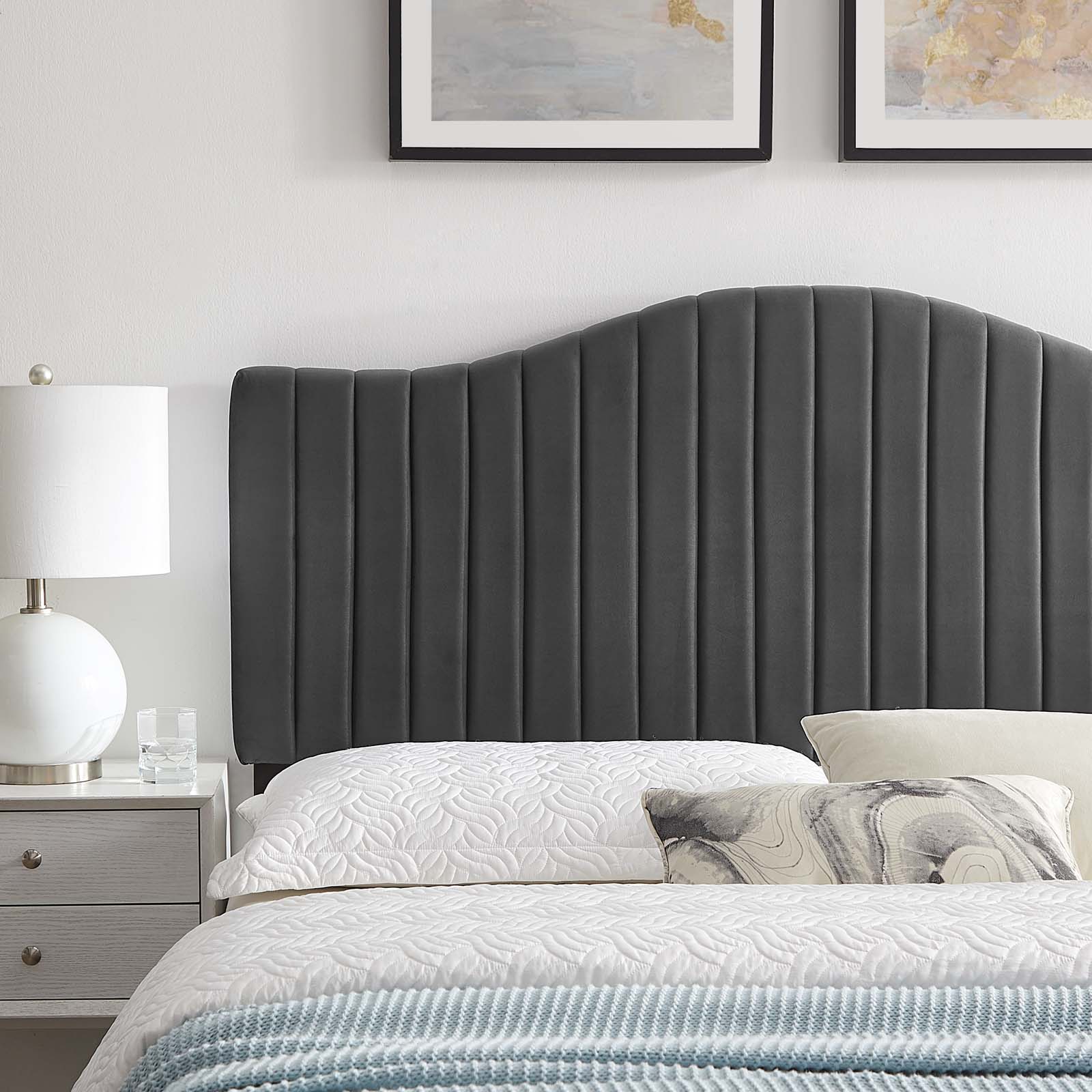 Brielle Channel Tufted Performance Velvet Headboard By HouseBean