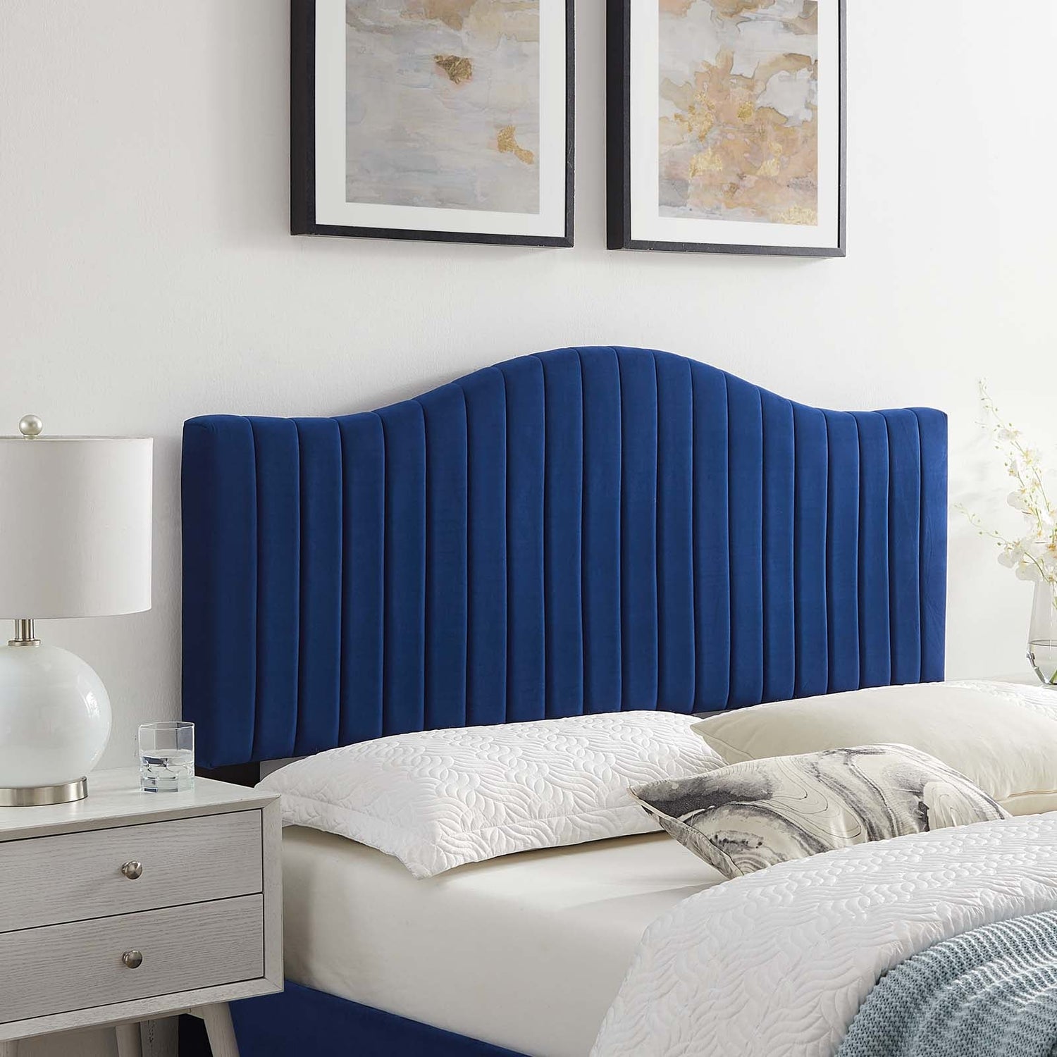 Brielle Channel Tufted Performance Velvet Headboard By HouseBean