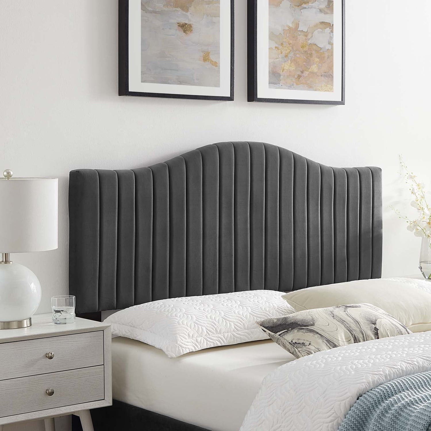 Brielle Channel Tufted Performance Velvet Headboard By HouseBean