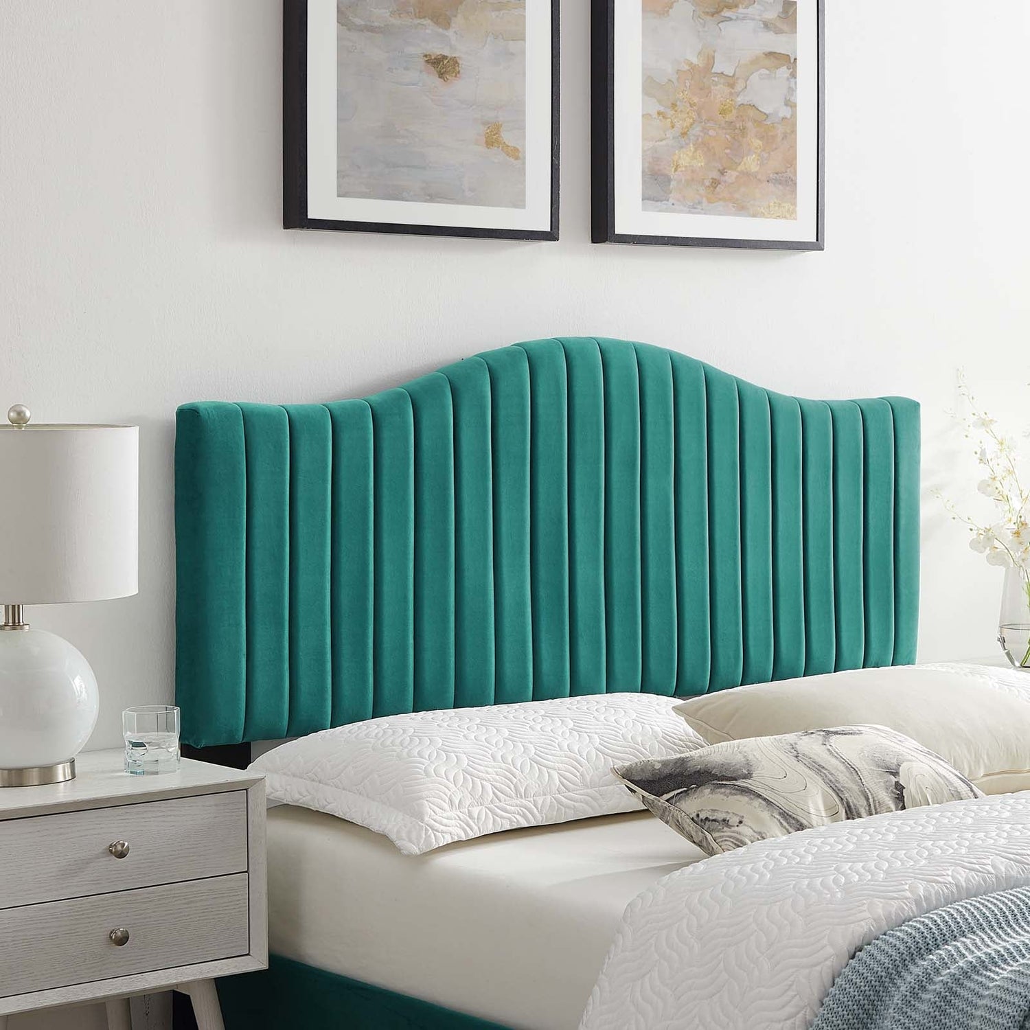 Brielle Channel Tufted Performance Velvet Headboard By HouseBean