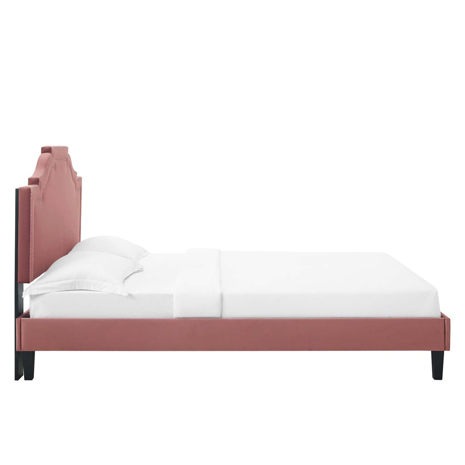 Adelaide Performance Velvet Platform Bed With Black Wood Legs by Modway