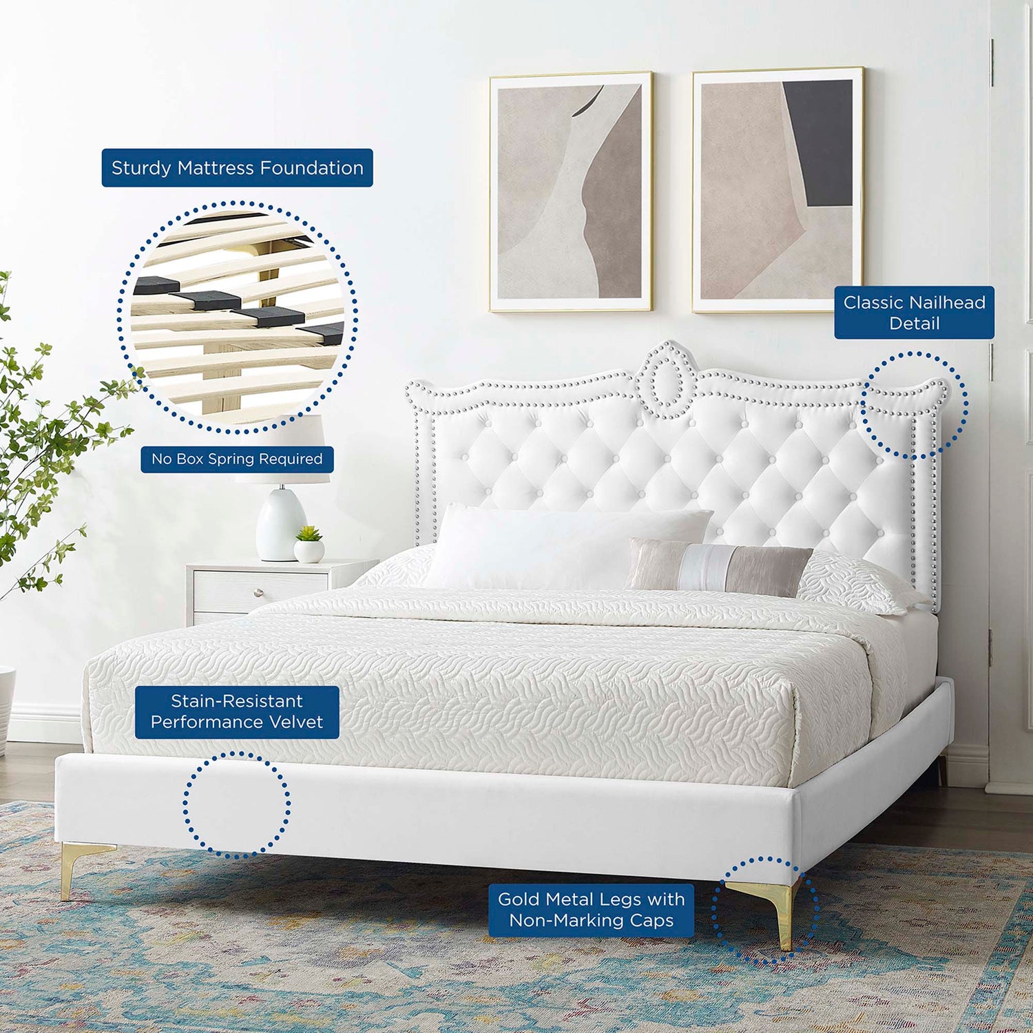 Clara Performance Velvet Queen Platform Bed by Modway