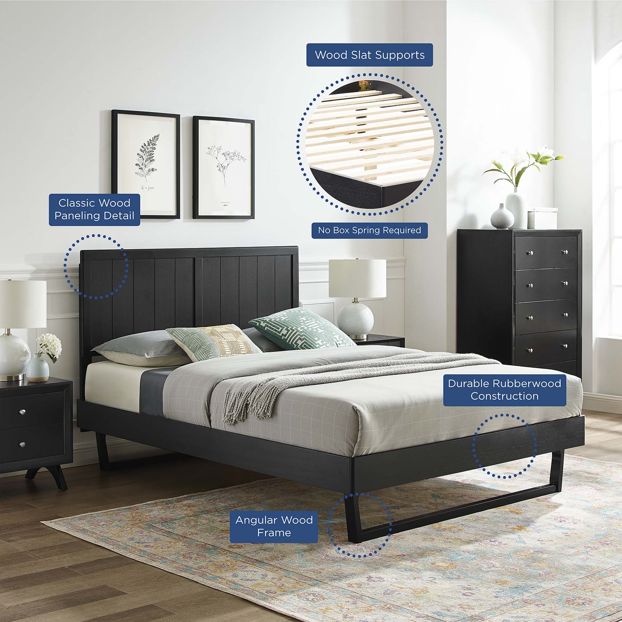 Alana Wood Platform Bed With Angular Frame by Modway