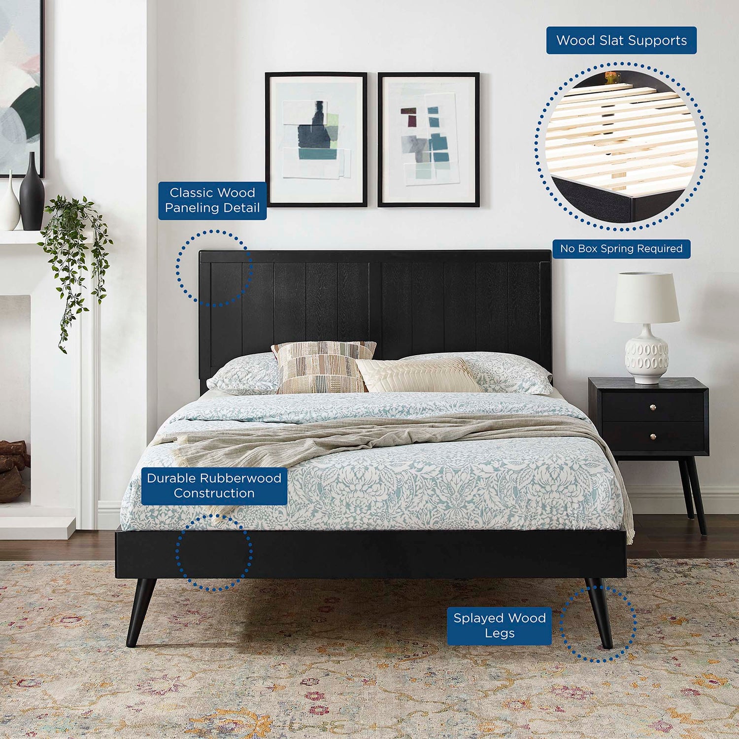 Alana Wood Platform Bed With Splayed Legs by Modway