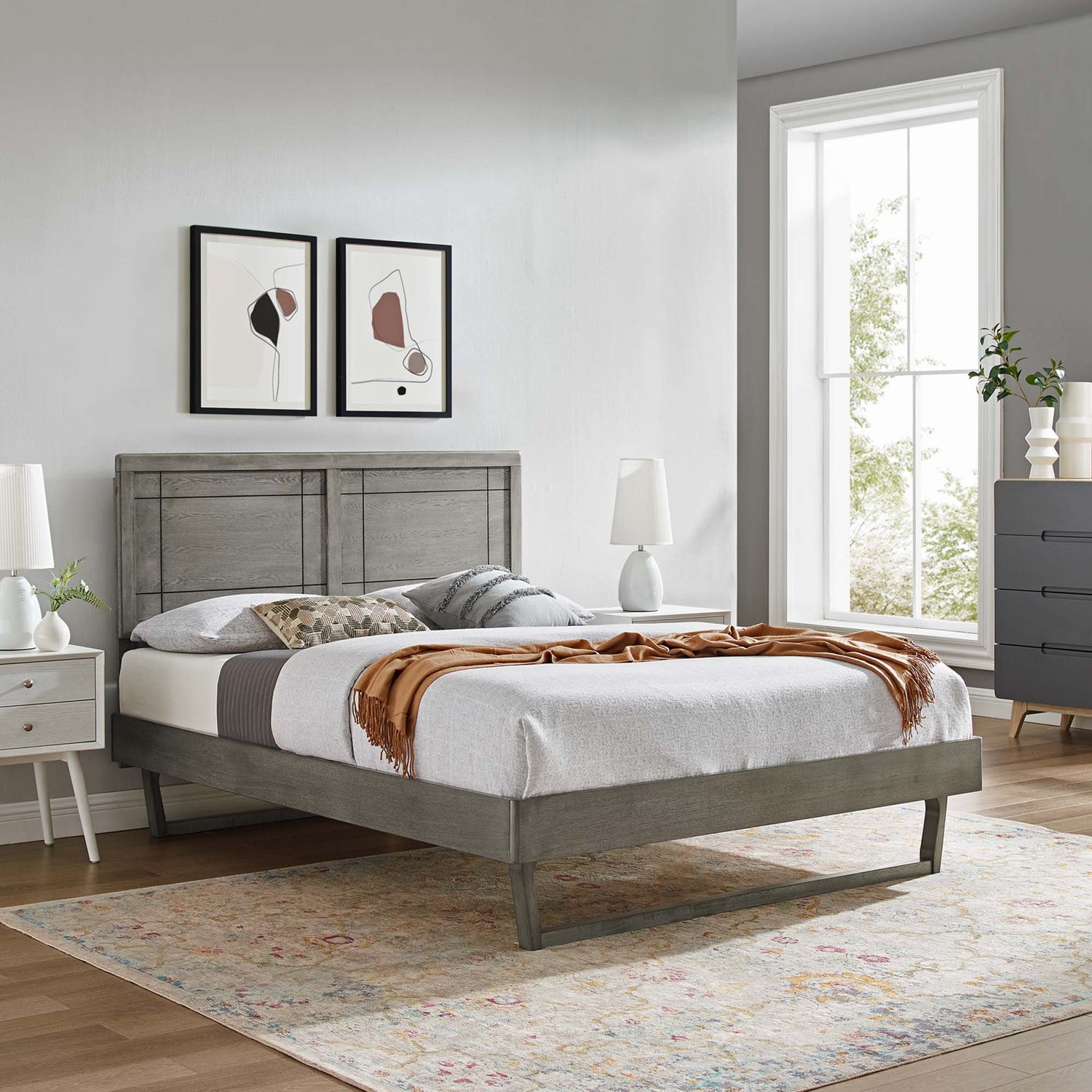 Marlee Wood Platform Bed With Angular Frame by Modway