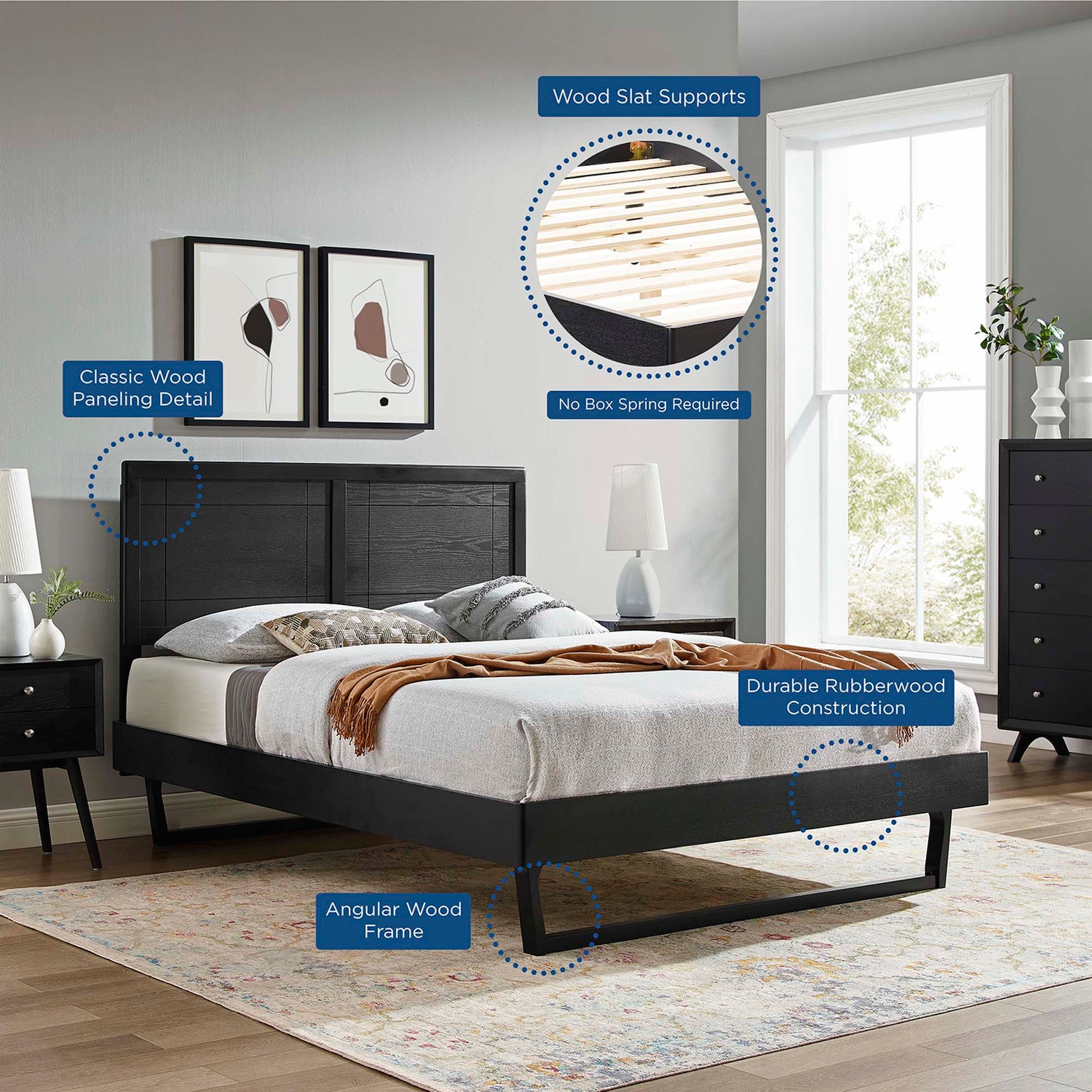 Marlee Wood Platform Bed With Angular Frame by Modway