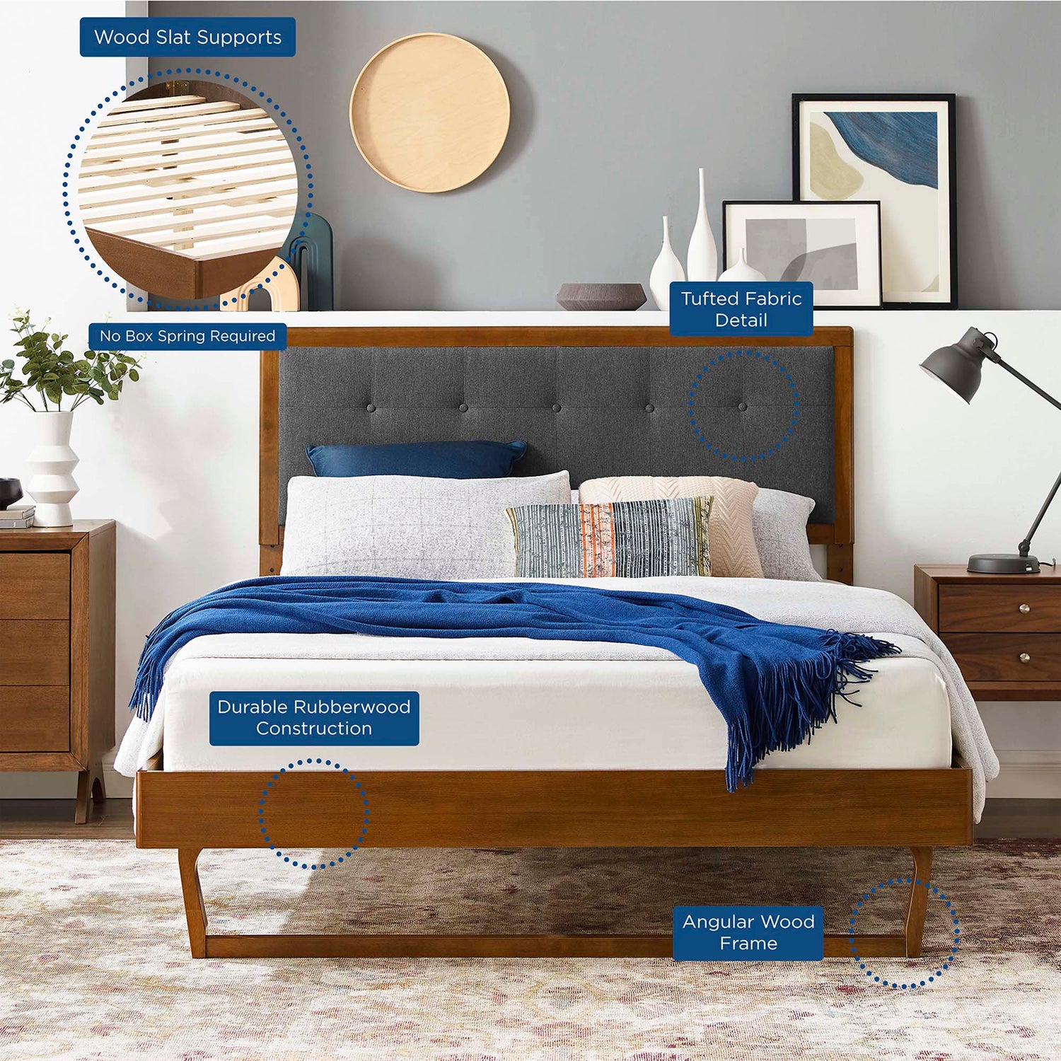 Willow Wood Platform Bed With Angular Frame by Modway