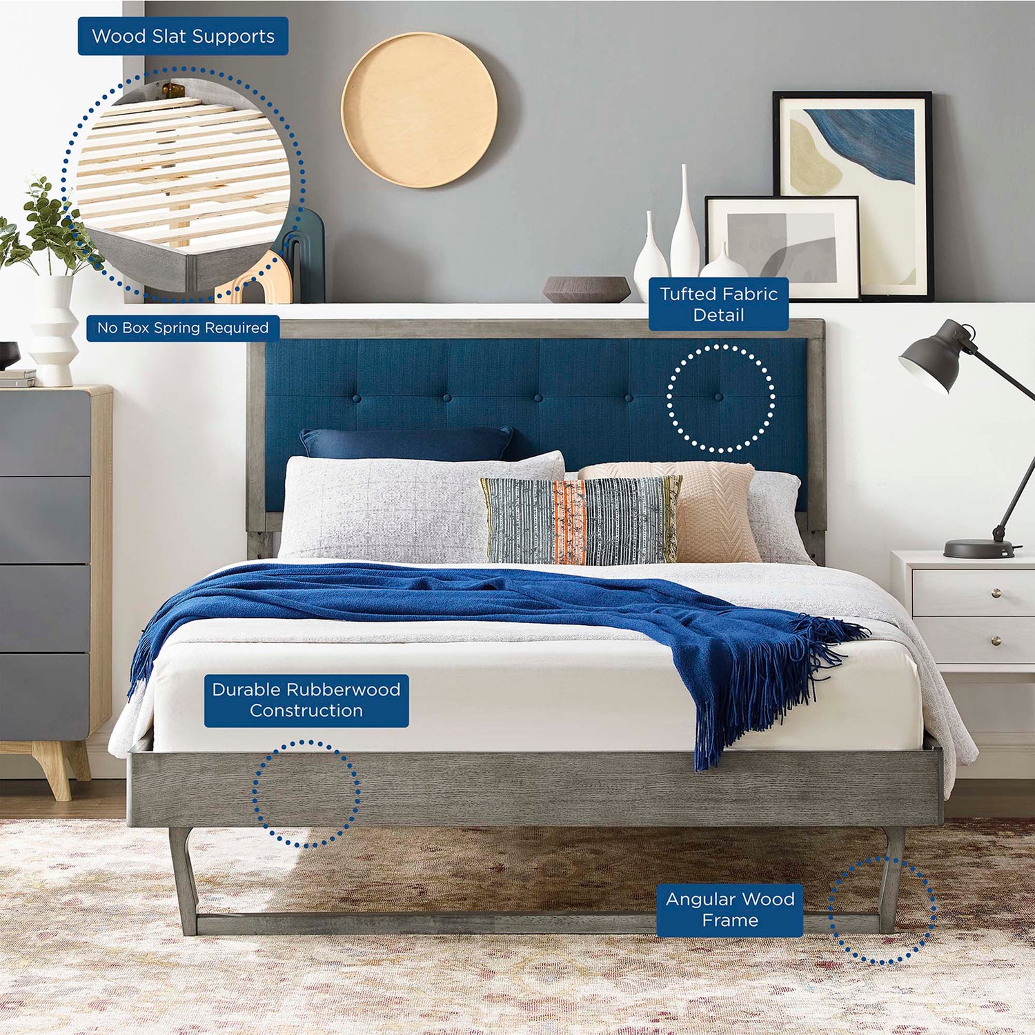 Willow Wood Platform Bed With Angular Frame by Modway