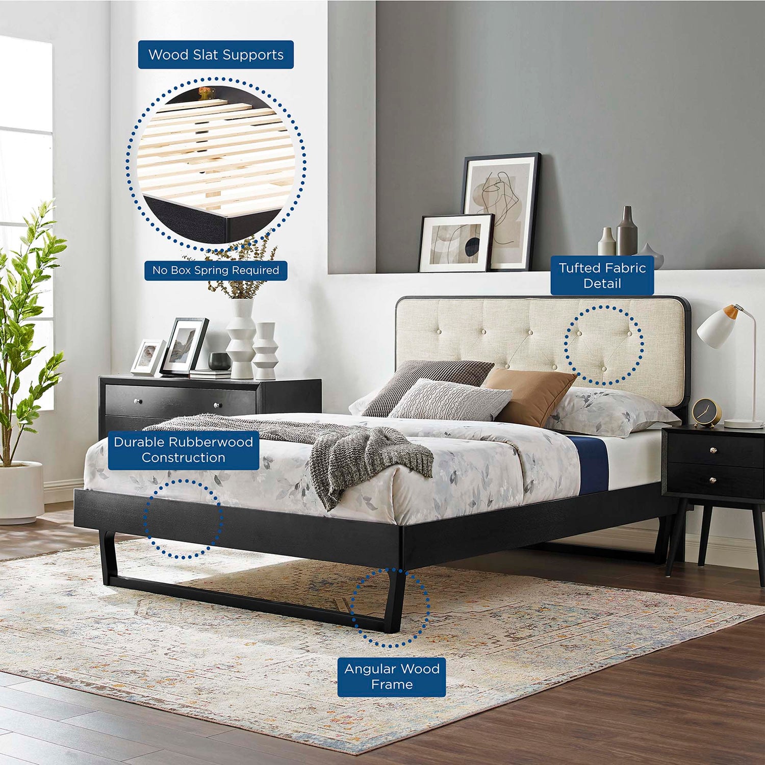 Bridgette Wood Platform Bed With Angular Frame by Modway