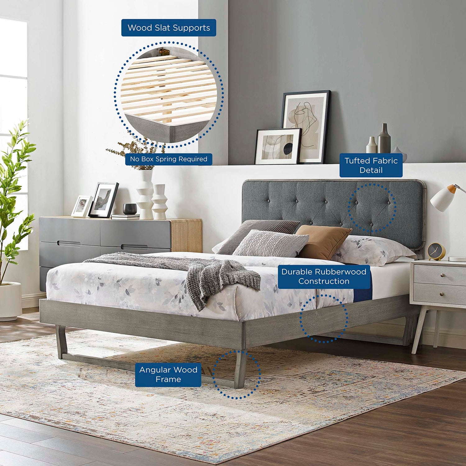 Bridgette Wood Platform Bed With Angular Frame by Modway