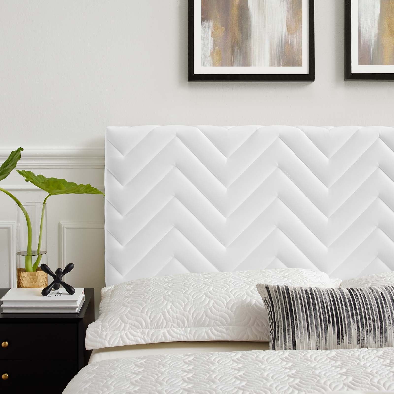 Mercy Chevron Tufted Performance Velvet Headboard By HouseBean