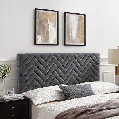 Mercy Chevron Tufted Performance Velvet Headboard By HouseBean