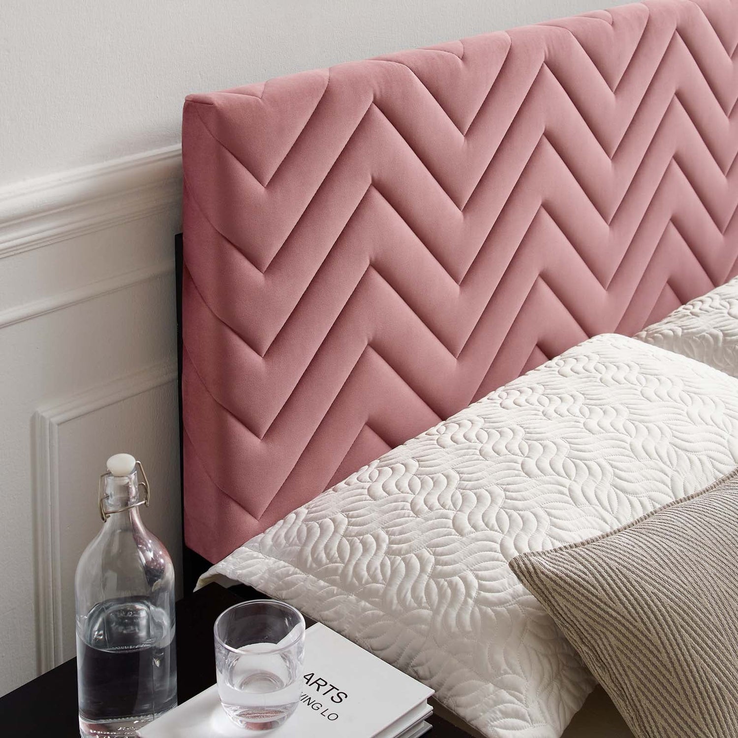 Mercy Chevron Tufted Performance Velvet Headboard By HouseBean