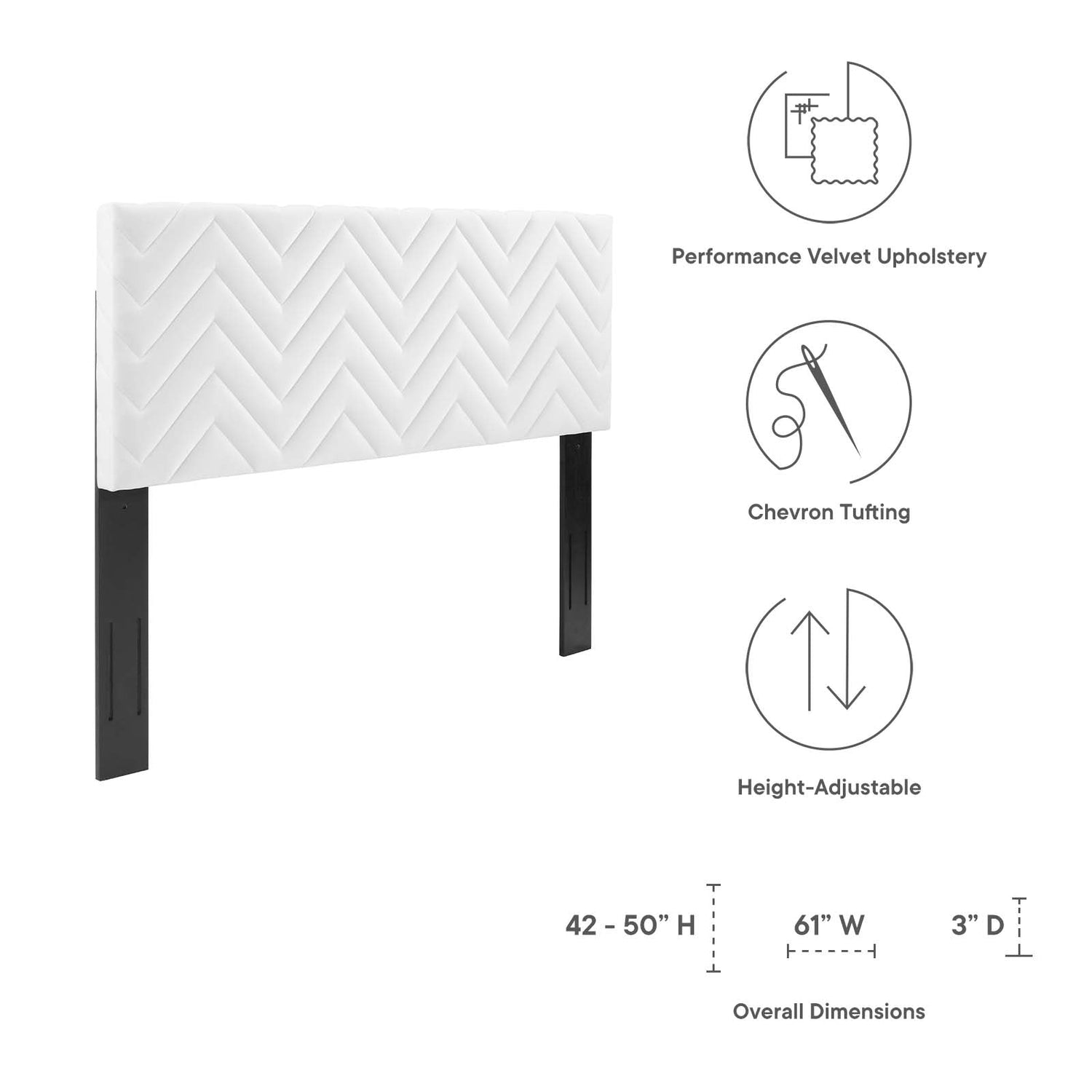 Mercy Chevron Tufted Performance Velvet Headboard By HouseBean