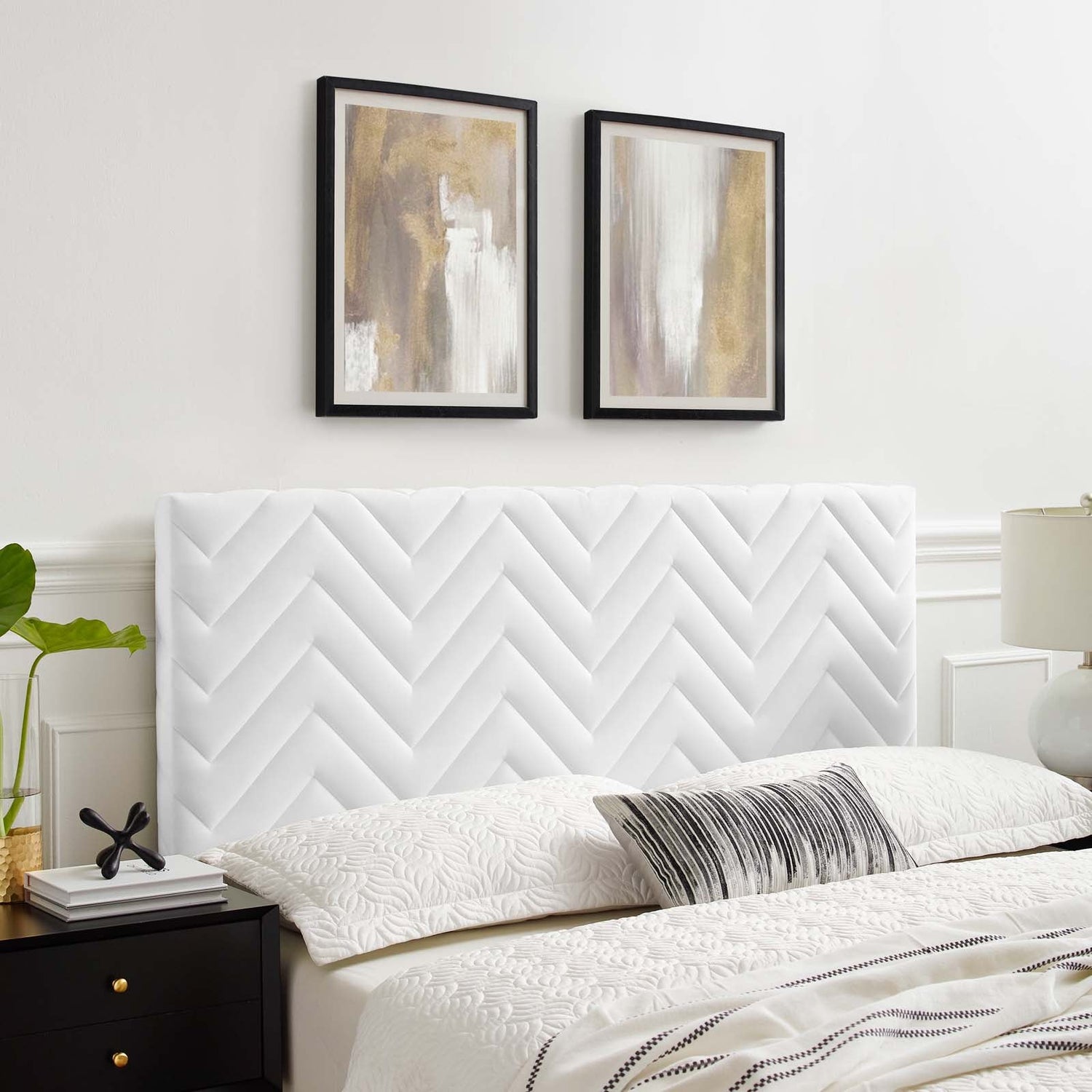 Mercy Chevron Tufted Performance Velvet Headboard By HouseBean