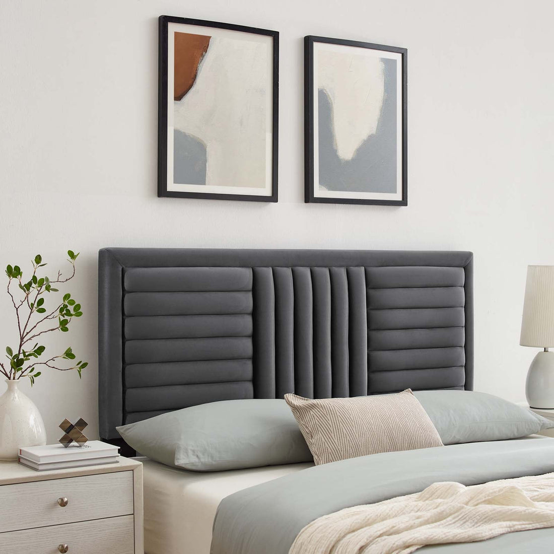 Believe Channel Tufted Performance Velvet Headboard By HouseBean