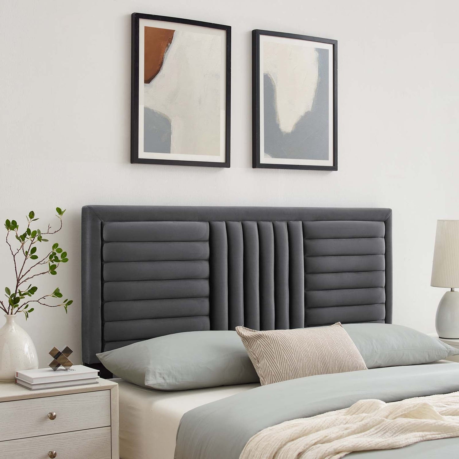 Believe Channel Tufted Performance Velvet Headboard By HouseBean