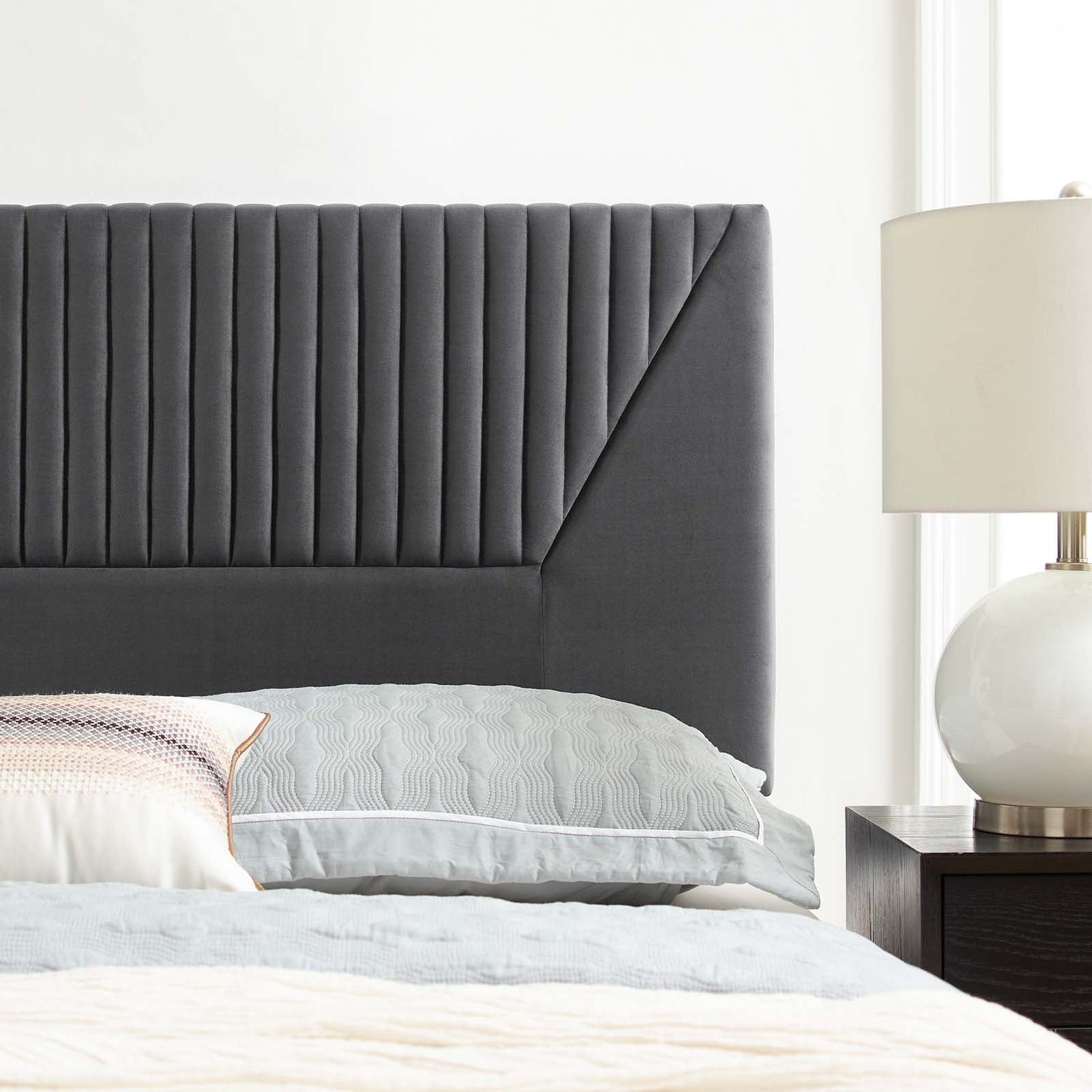 Patience Channel Tufted Performance Velvet Headboard By HouseBean