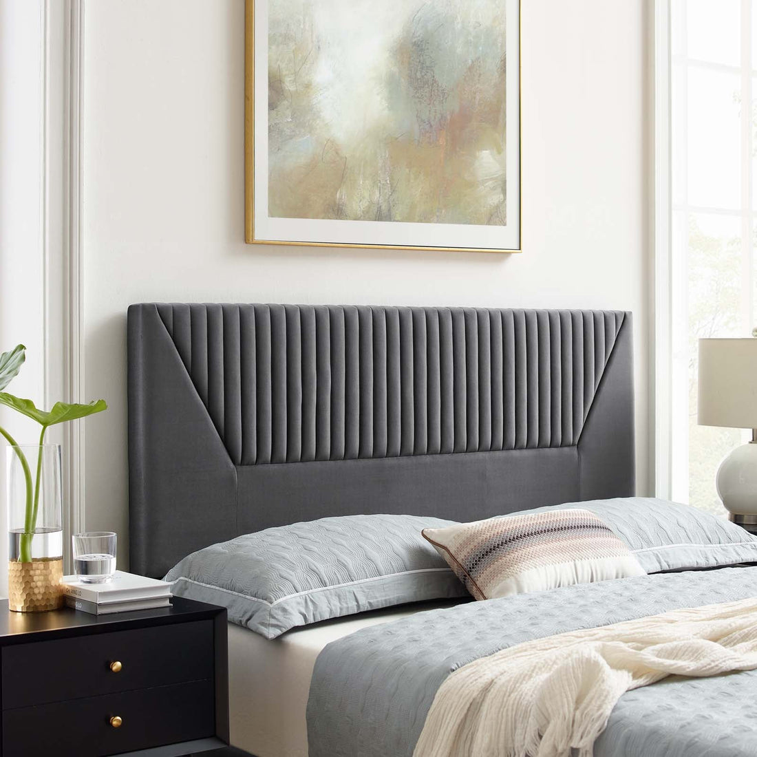 Patience Channel Tufted Performance Velvet Headboard By HouseBean