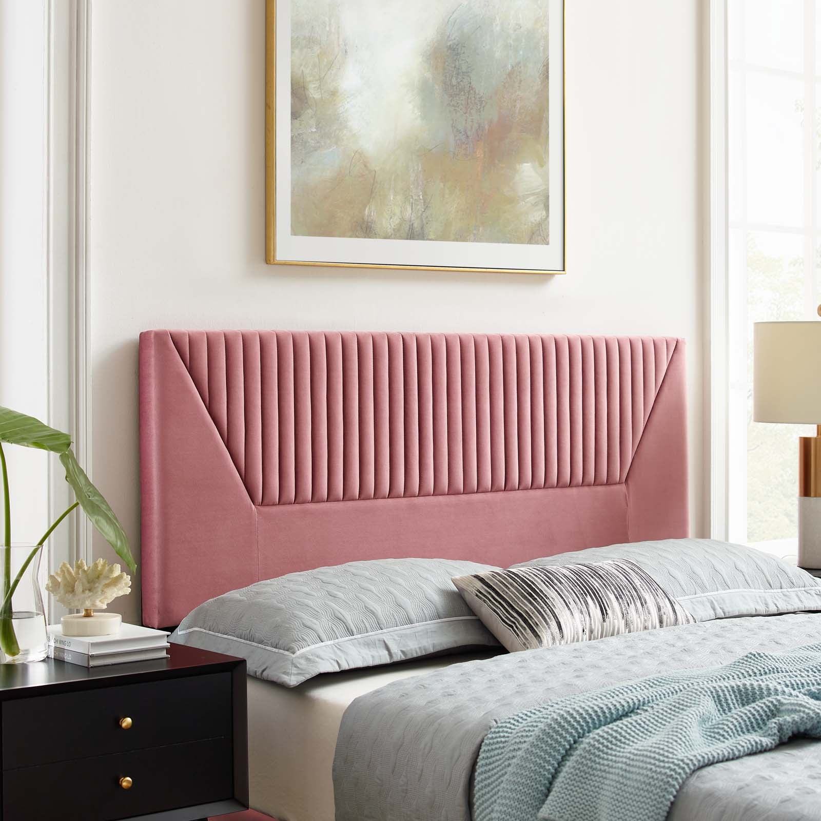 Patience Channel Tufted Performance Velvet Headboard By HouseBean