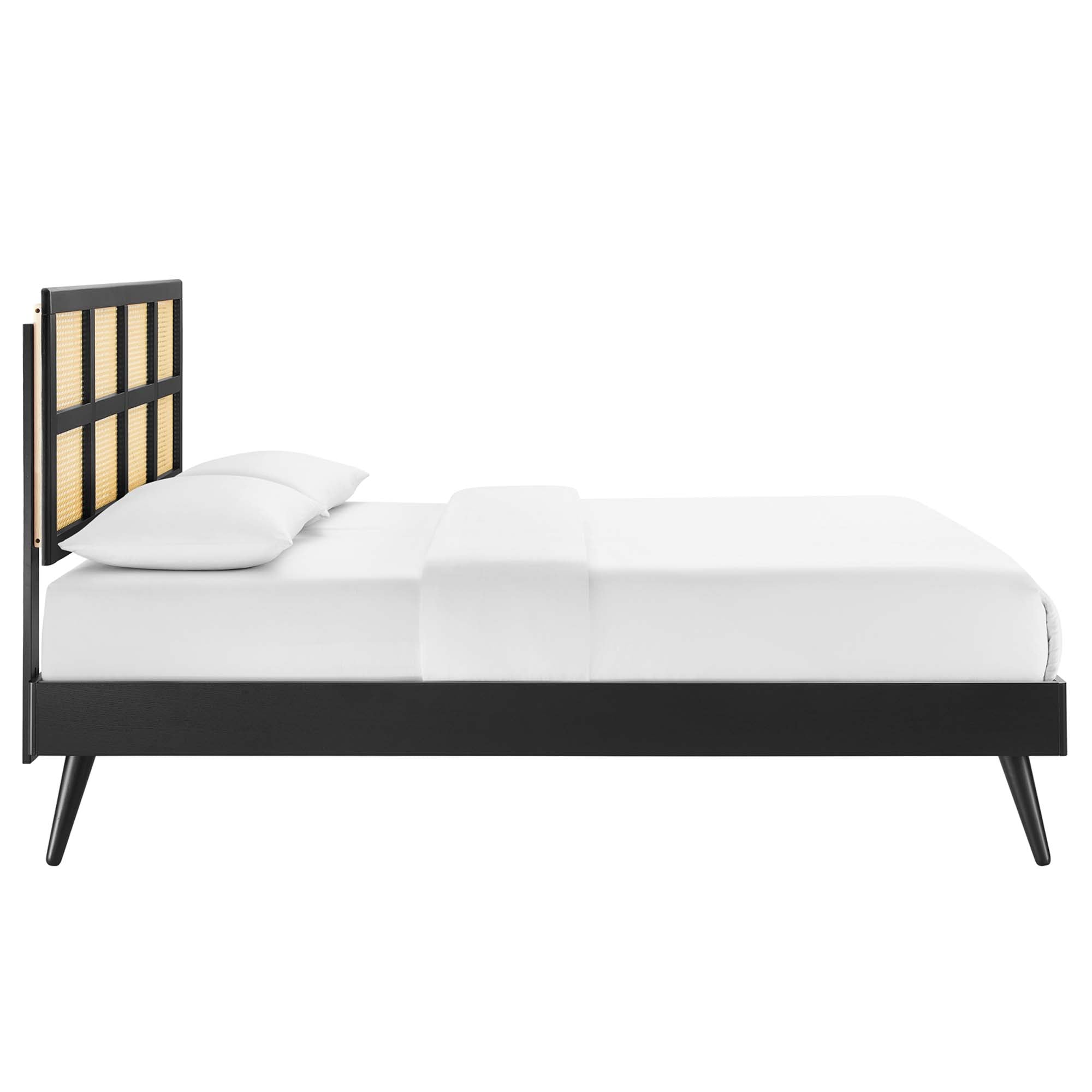 Sidney Cane and Wood Platform Bed With Splayed Legs by Modway