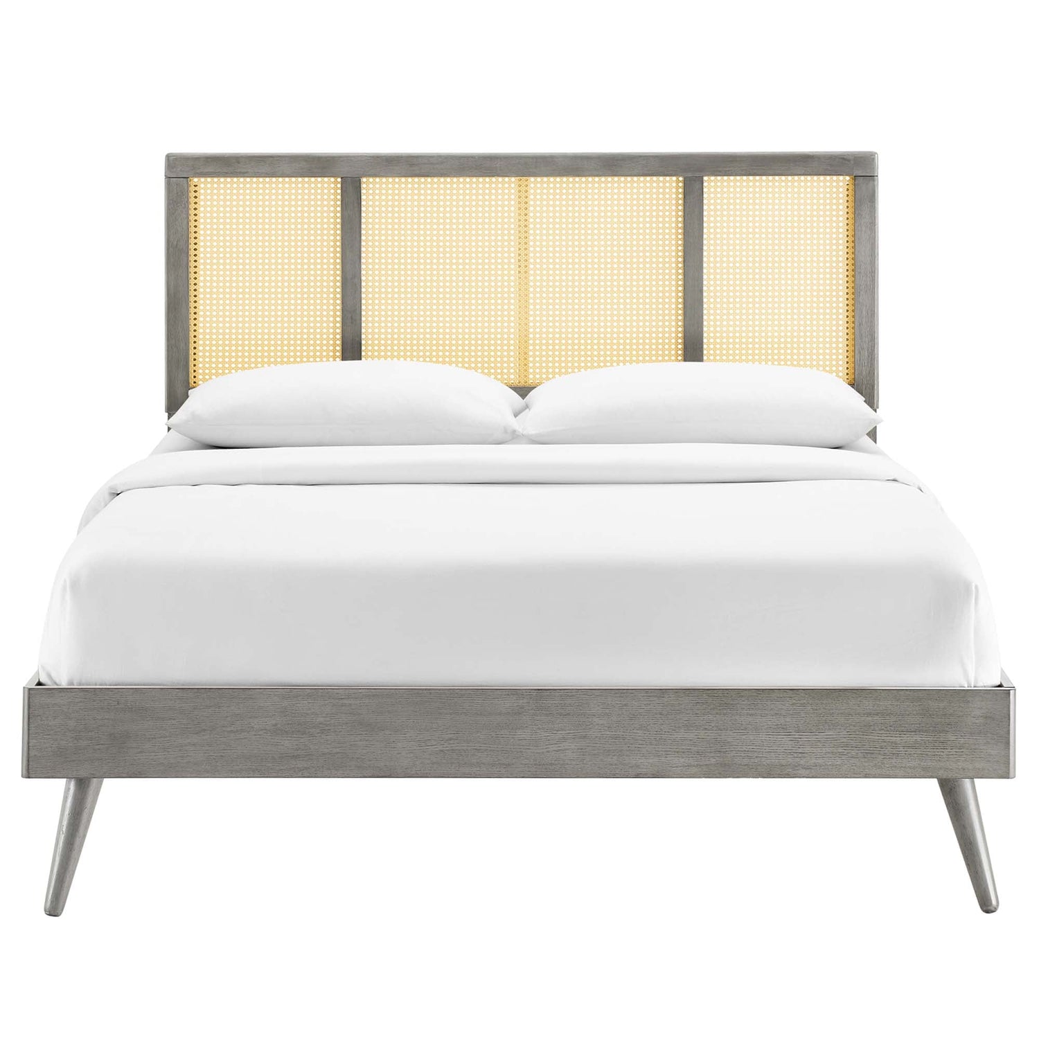 Kelsea Cane and Wood Platform Bed With Splayed Legs by Modway