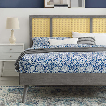 Kelsea Cane and Wood Platform Bed With Splayed Legs by Modway