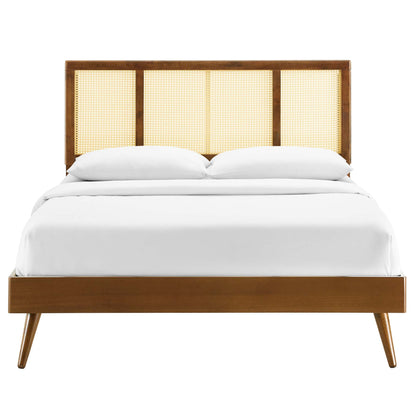 Kelsea Cane and Wood Platform Bed With Splayed Legs by Modway