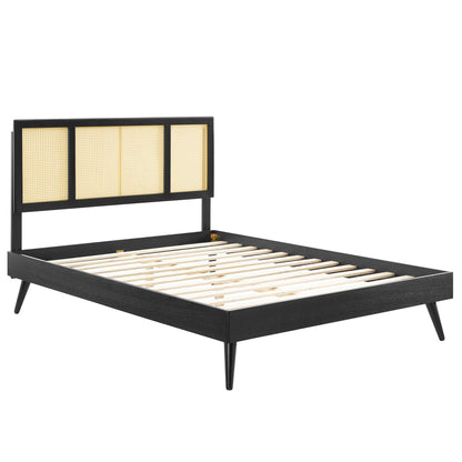 Kelsea Cane and Wood Platform Bed With Splayed Legs by Modway