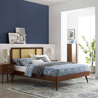 Kelsea Cane and Wood Platform Bed With Splayed Legs by Modway