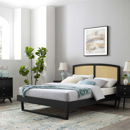 Sierra Cane and Wood Platform Bed With Angular Legs by Modway