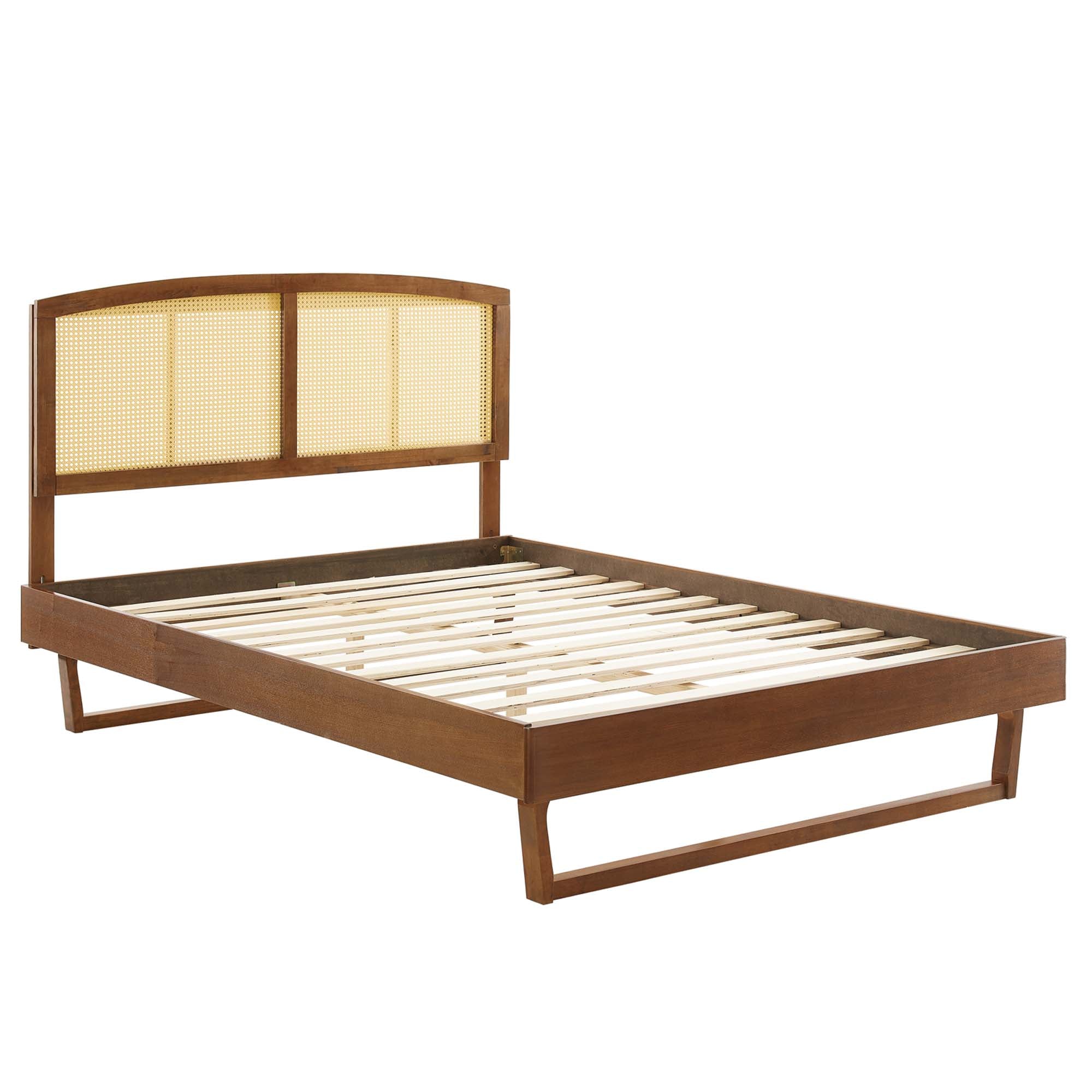 Sierra Cane and Wood Platform Bed With Angular Legs by Modway