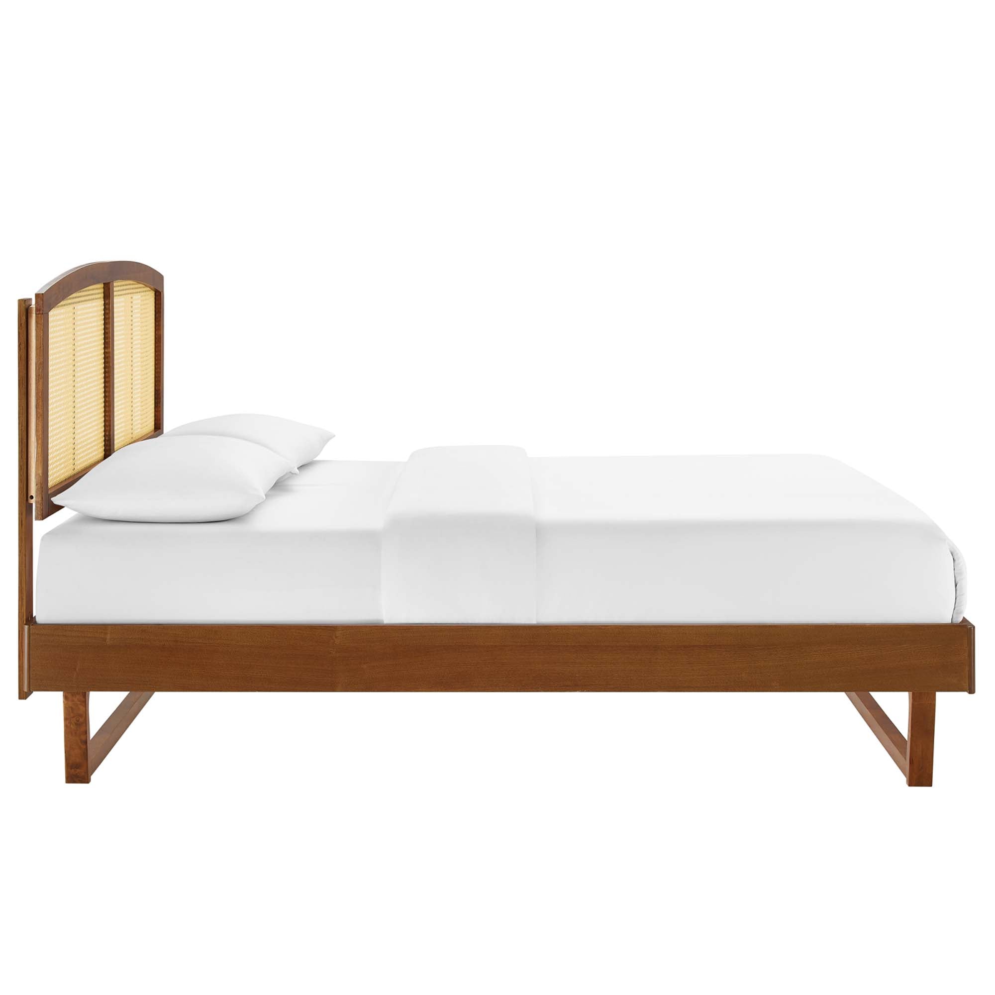 Sierra Cane and Wood Platform Bed With Angular Legs by Modway