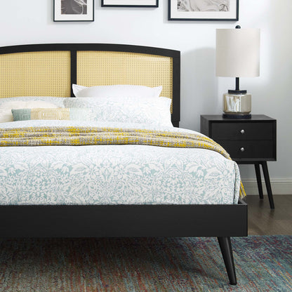 Sierra Cane and Wood Platform Bed With Splayed Legs by Modway