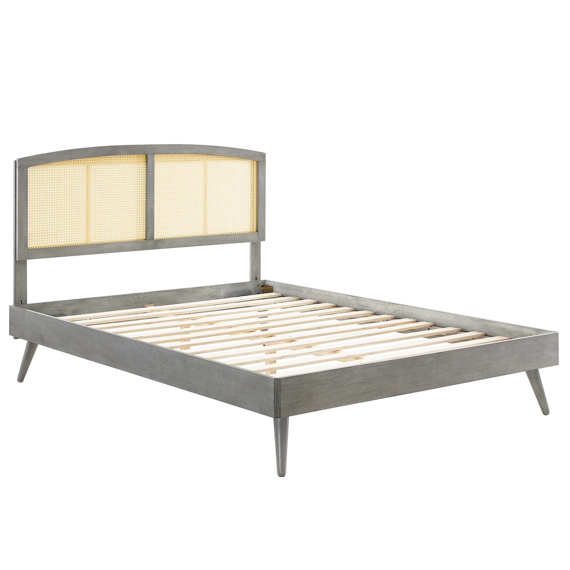 Sierra Cane and Wood Platform Bed With Splayed Legs by Modway