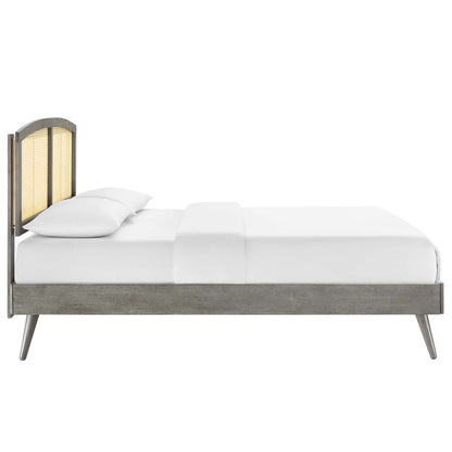 Sierra Cane and Wood Platform Bed With Splayed Legs by Modway