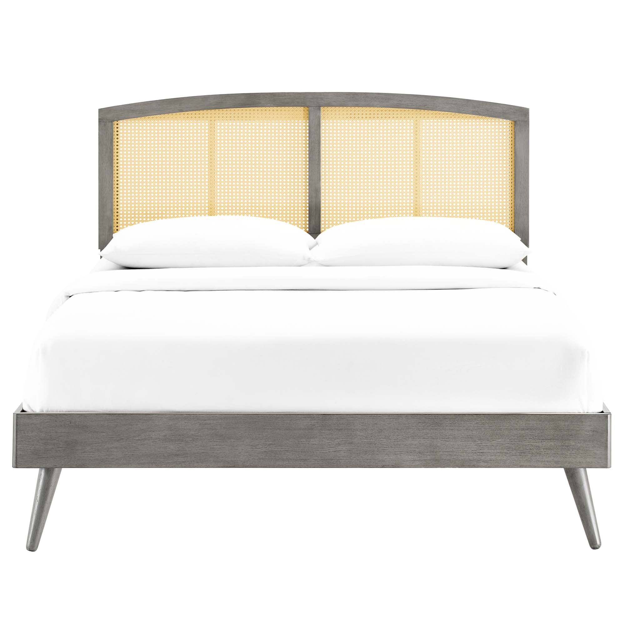 Sierra Cane and Wood Platform Bed With Splayed Legs by Modway