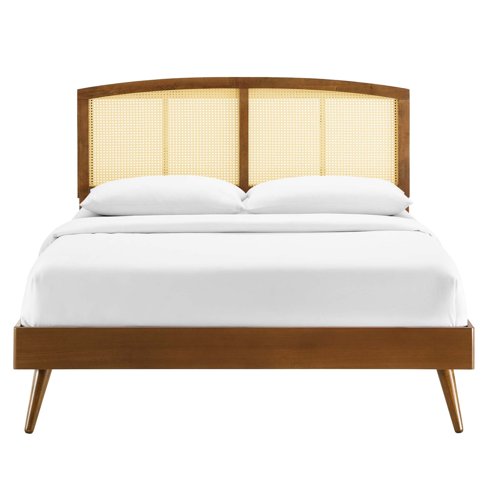 Sierra Cane and Wood Platform Bed With Splayed Legs by Modway