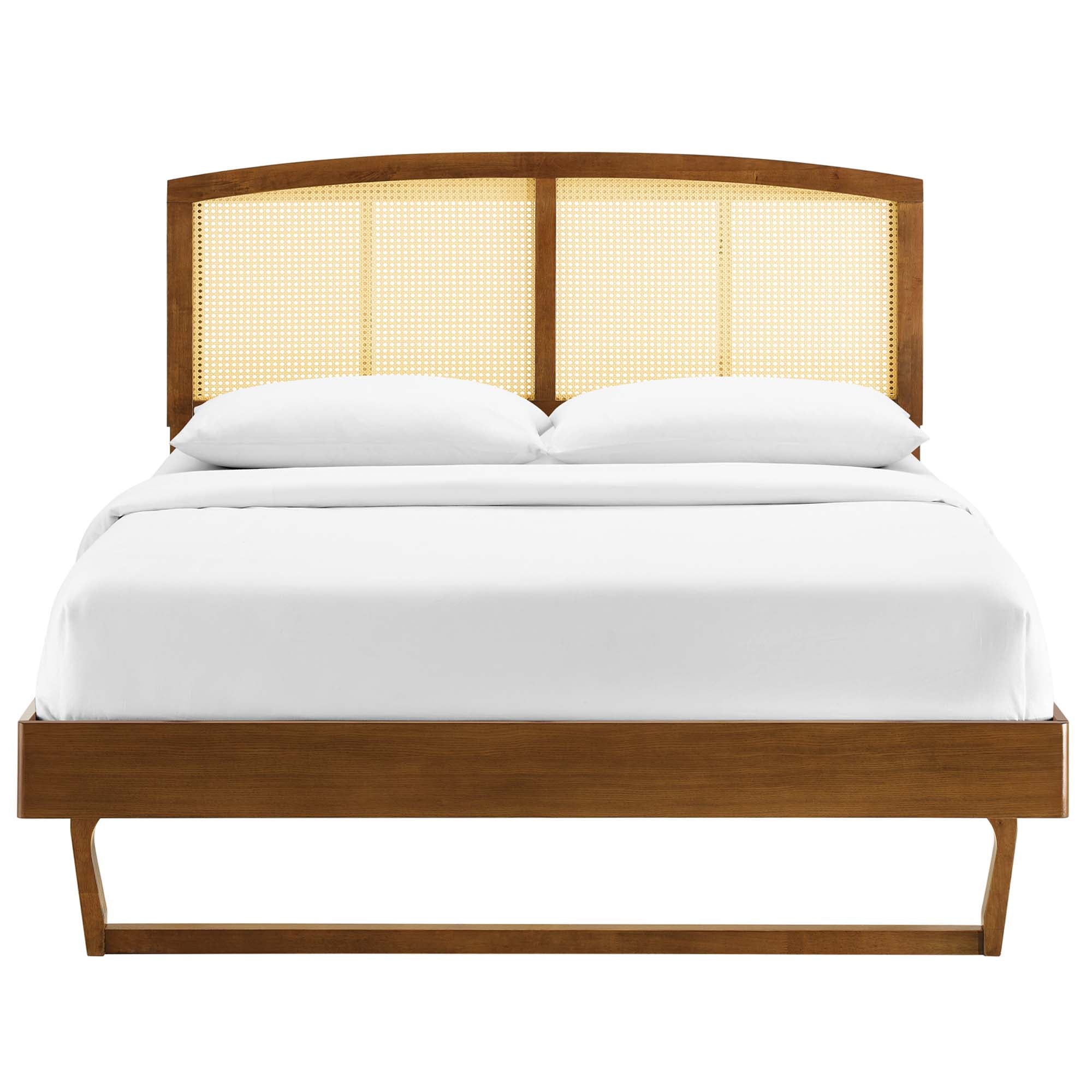 Sierra Cane and Wood Platform Bed With Angular Legs by Modway