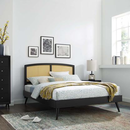 Sierra Cane and Wood Platform Bed With Splayed Legs by Modway