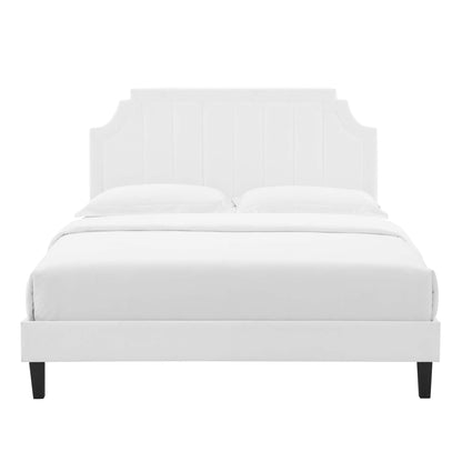 Sienna Performance Velvet Platform Bed With Black Wood Legs by Modway