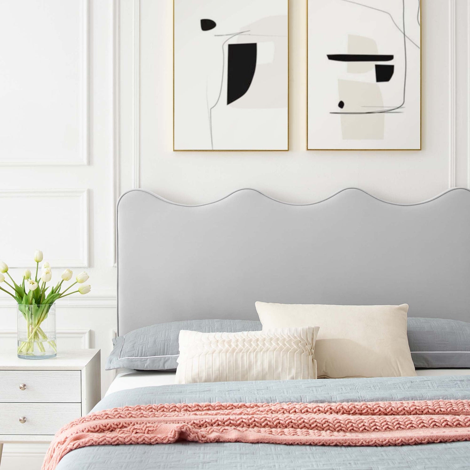 Current Performance Velvet Platform Bed With Gold Metal Legs by Modway