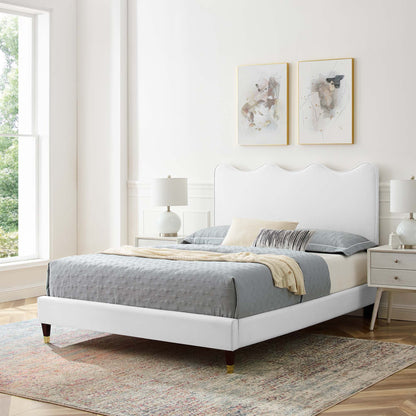 Current Performance Velvet Platform Bed With Wood and Gold Legs by Modway