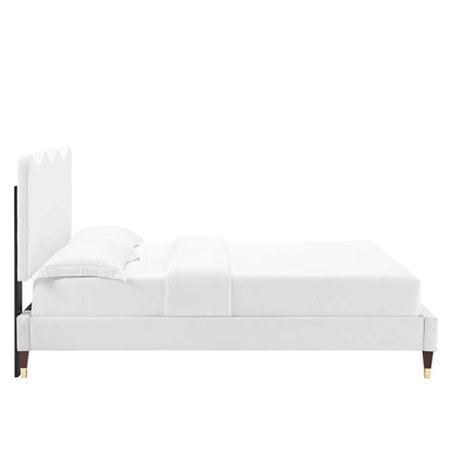 Current Performance Velvet Platform Bed With Wood and Gold Legs by Modway