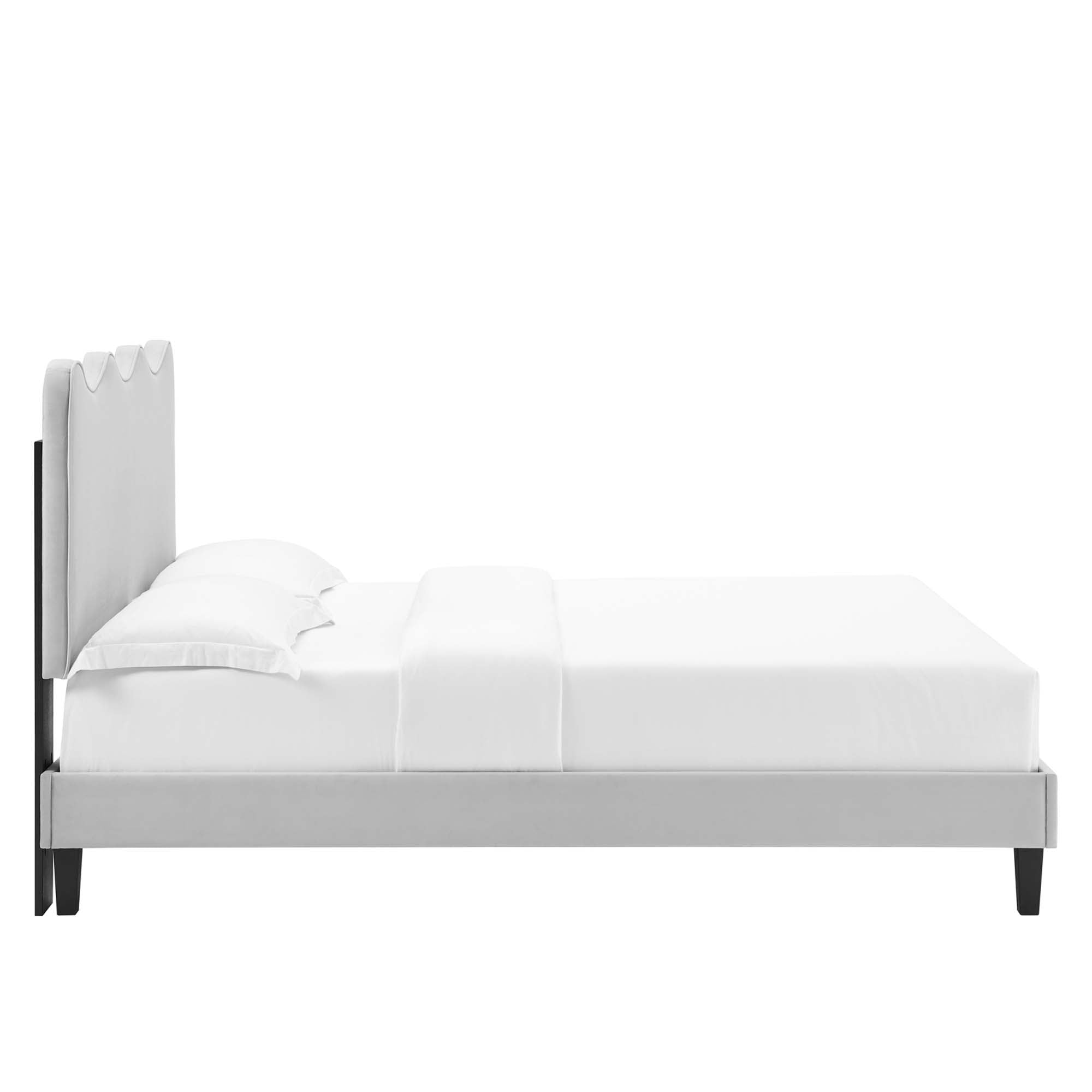 Current Performance Velvet Platform Bed With Black Wood Legs by Modway