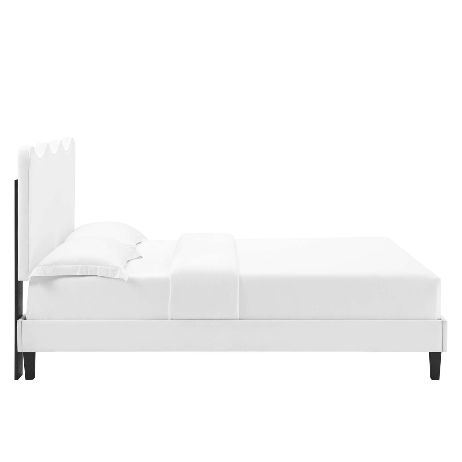 Current Performance Velvet Platform Bed With Black Wood Legs by Modway