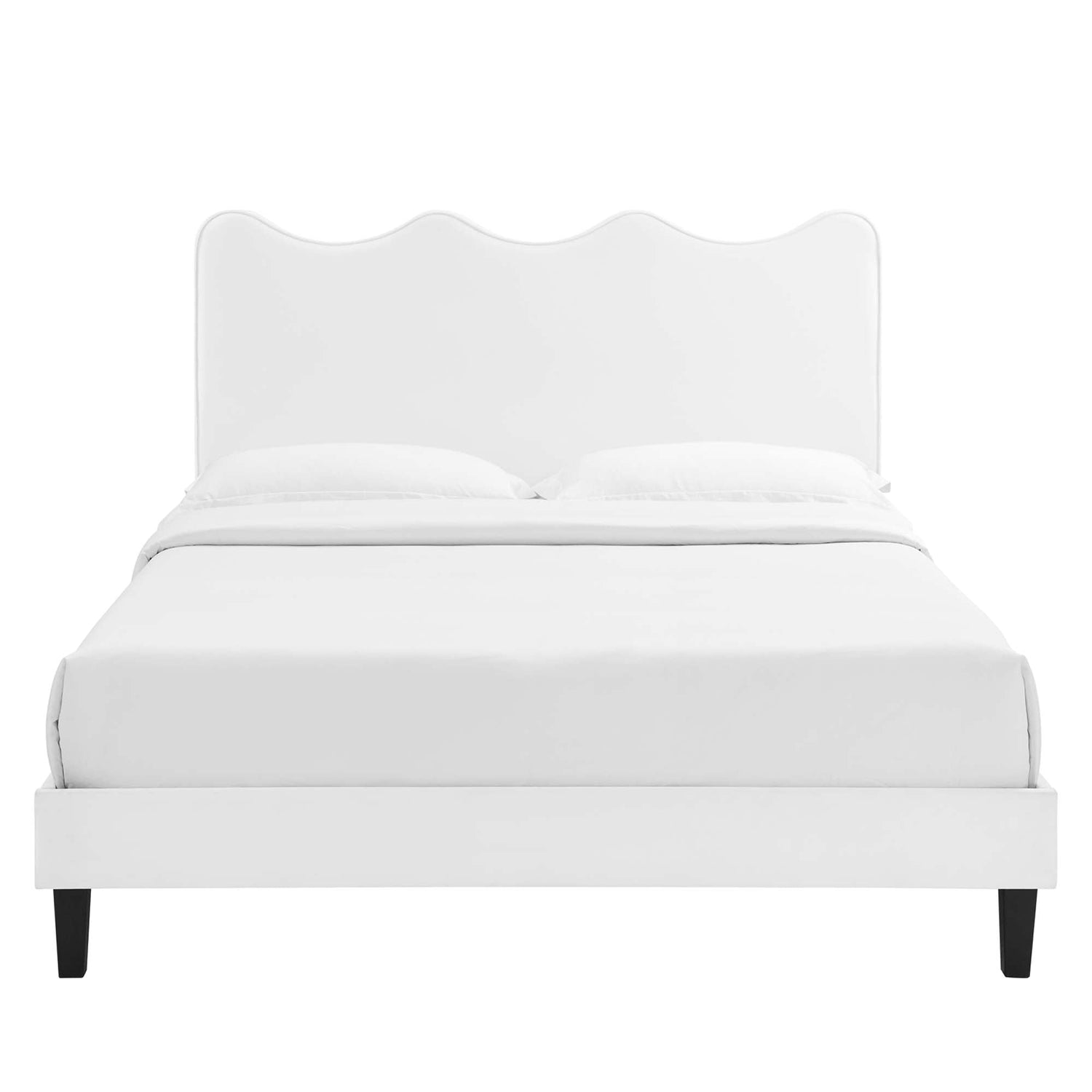 Current Performance Velvet Platform Bed With Black Wood Legs by Modway