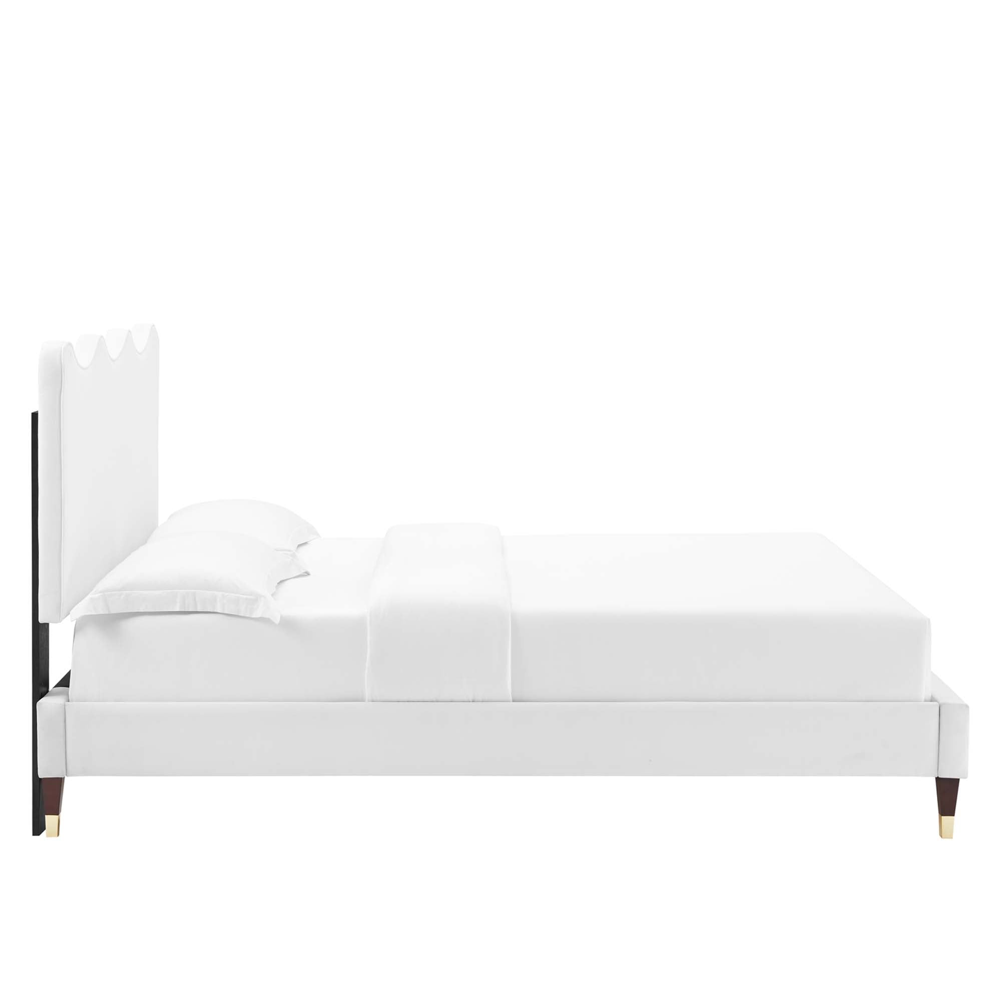 Current Performance Velvet Platform Bed With Wood and Gold Legs by Modway