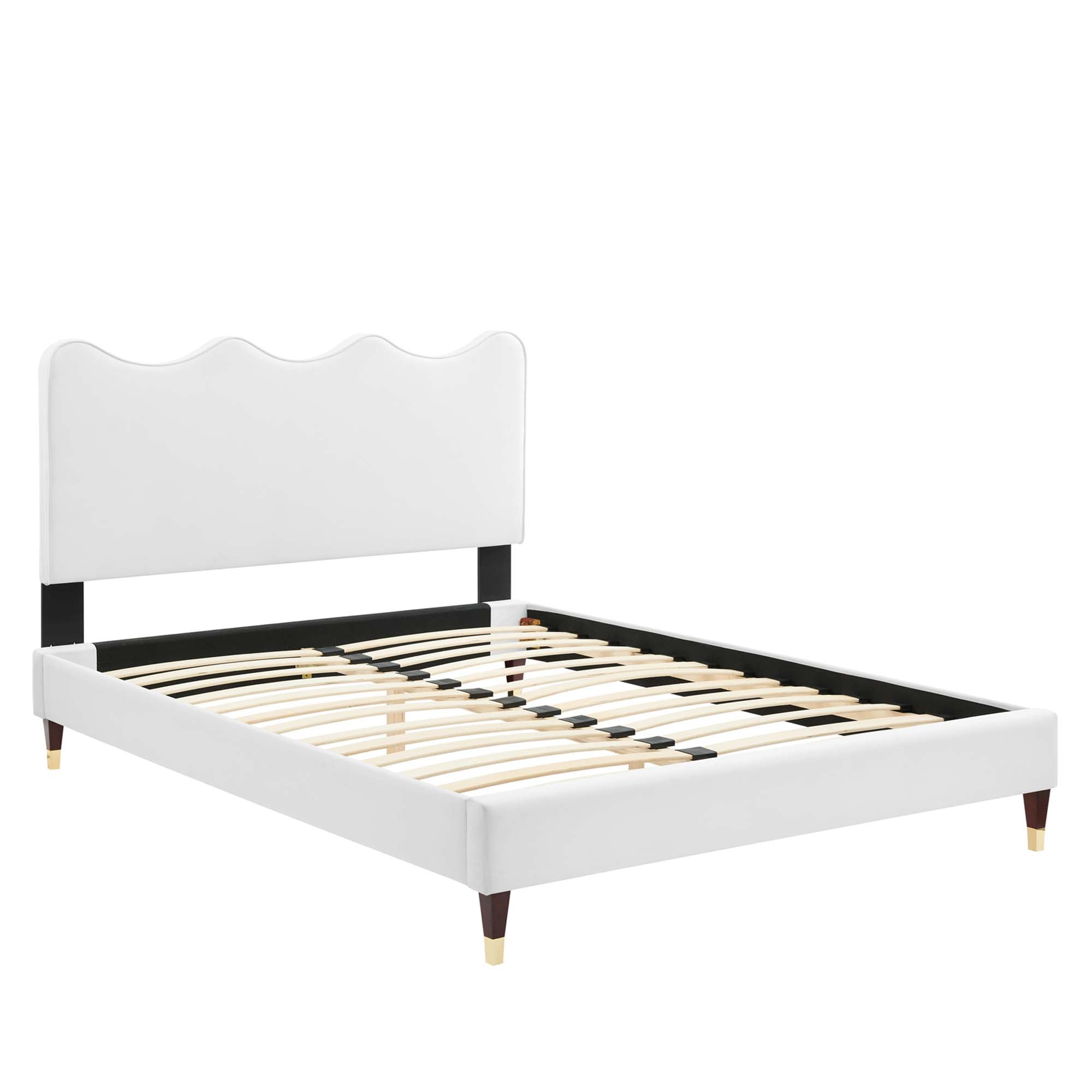 Current Performance Velvet Platform Bed With Wood and Gold Legs by Modway